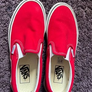 Red van slip ons 
Size : 6.5 M , 8 W 
not worn